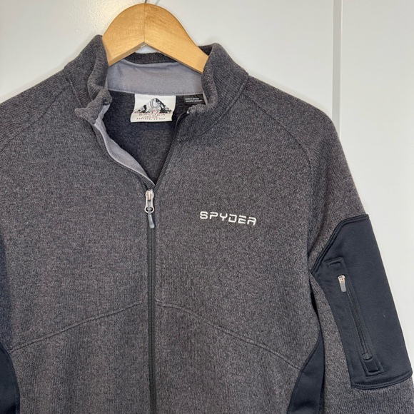 Spyder Sweater Jacket Full Zip Gray Black Medium - Picture 3 of 9